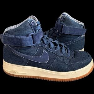 Nike Women's Denim Navy High-Top Sneakers with Gum Sole